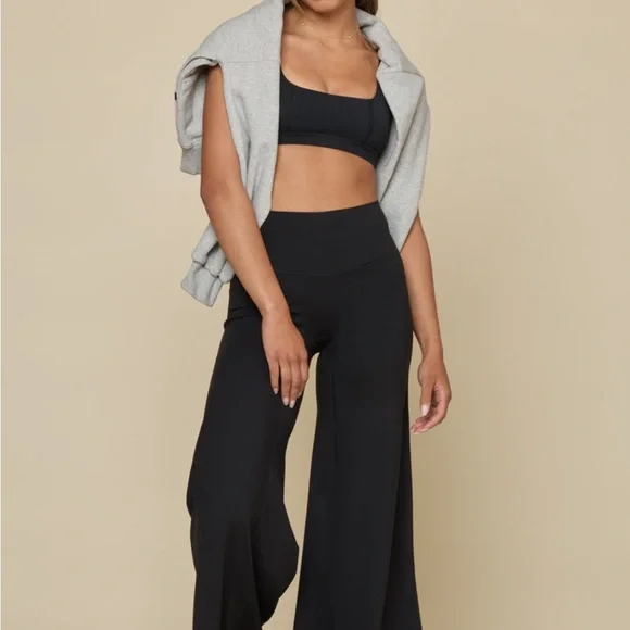 POPFLEX SUPERSCULPT WIDE LEGGINGS MEDIUM 31inseam Black Wide-Leg Pants - Picture 5 of 6